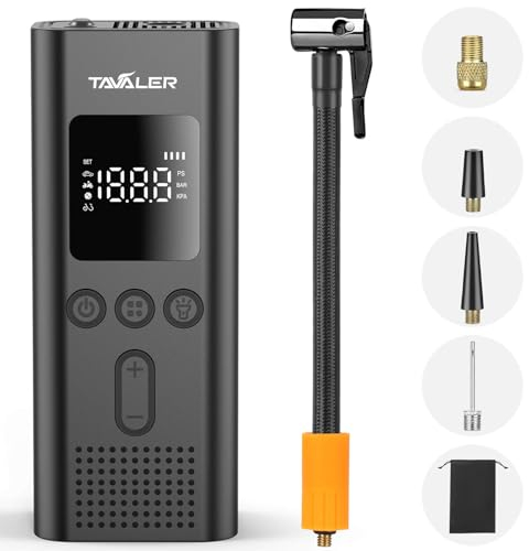 Tavaler Elektrische Luftpumpe Fahrrad, 150PSI Tragbarer Luftpumpe Fahrrad/Auto, 4000 mAh Wiederaufladbarer Akku Fahrradpumpe Elektrisch Kompressor für Fahrräder Motorräder und Auto