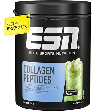 ESN Collagen Peptides, Pomme Verte, 300 g, avec hydrolysat de collagène, vitamines et minéraux - fabriqué en Allemagne