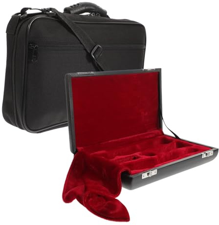 SHOWERORO Robuster Oboe-tragekoffer Mit Pu Holzbox Inklusive Canvas-rucksack Mit Griff Und Gurt Schützender Innenfutter-slot Praktische Aufbewahrung Für Musiker Schwarz