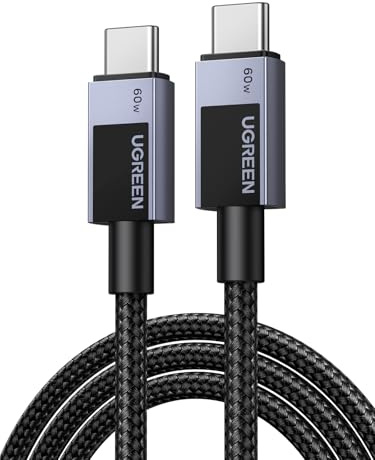 UGREEN Zapix Cable USB C 60W PD 3.0 Carga Rápida Tipo C Trenzado Nylon | Compatible con MacBook, iPad, iPhone 16/15 Plus Pro Max, Galaxy S26 S25 S23 S22, Pixel 6 7 8 9 10 XL, etc. (2M)