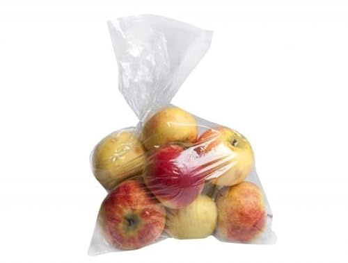 100 Sacchetti Per Frutta e Verdure Buste Ortofrutta 25x45 cm in plastica trasparente per alimenti con 4 fori Ideali per conservazione Frutta e Verdura