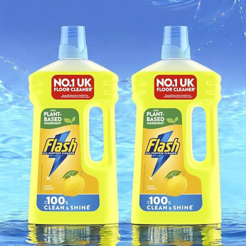 2 x Flash All Purpose Floor Cleaner Crisp Lemon 950ml, Total 1900ml | 100% Dirt & Grease Removal | Plant-Based Ingredients | Bulk Buy Eco-Friendly Floor Cleane
