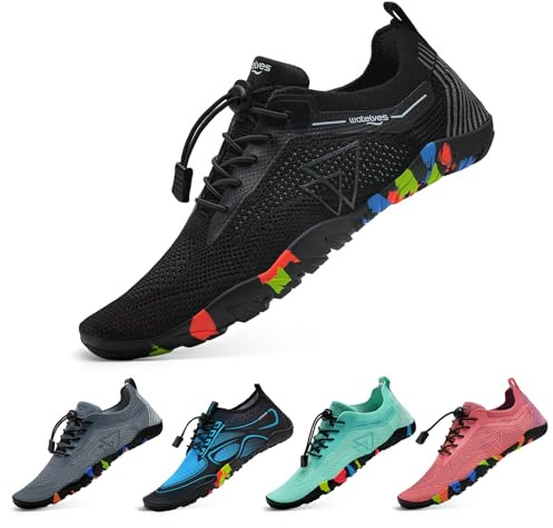 WateLves Zapatos de Agua para Hombres y Mujeres,Secado Rápido,Antideslizante,para Playa,Buceo,Surf,Deportes Acuáticos,Senderismo,Yoga,Uso Diario,Tallas Triángulos Negros 42 EU