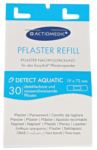 FRANZ MENSCH 8 Stück Actiomedic Gramm Medical ACTIOMEDIC® EasyAid Refill Strips DETECT/AQUATIC, blau, L: 72 mm, B: 19 mm, 30 Stück/Packung, Pflaster, Wundpflaster, Fingerpflaster