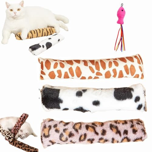 3 Stück Katzenminze Kissen, Plüsch Katzenminze Spielzeug, Katzenminze Polster Spielzeug, Weich Baldrian Kissen Für Katzen, Leopardenmuster Katzenkissen Minze, Katzenminze Spielzeug Für Katzen (I)