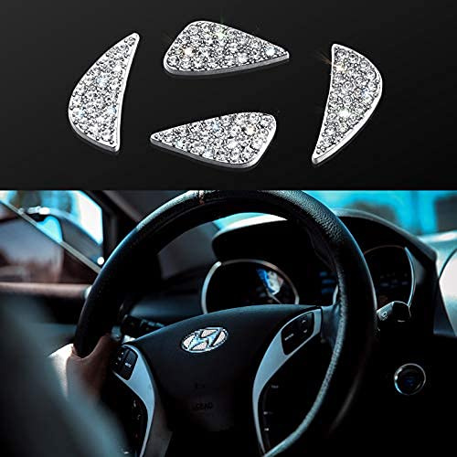 Auto Lenkrad Dekoration mit Strass, Auto Dekoration Innenzubehör, Aufkleber Lenkrad für Auto, Lenkrad Abziehbilder Abdeckung, Lenkraddekoration Logo Strass DIY, Kompatibel mit Hyundai