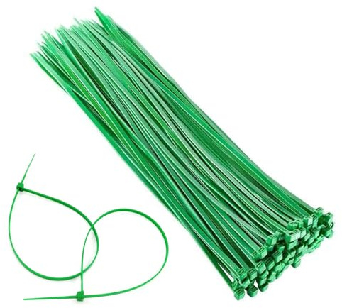 Green Cable Ties 200mm x 2.5m, 100 Pcs Small Plastic Zip Ties Secure Self-Locking, Multi-Purpose Cable Ties Nylon High Tensile Strength Plant Ties for Home, Office, Cables, Wires, Garden, DIY Projects