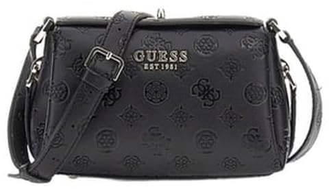 GUESS Damen Phoebe Mini Crossbody Bag Umhängetasche, Schwarzes Logo