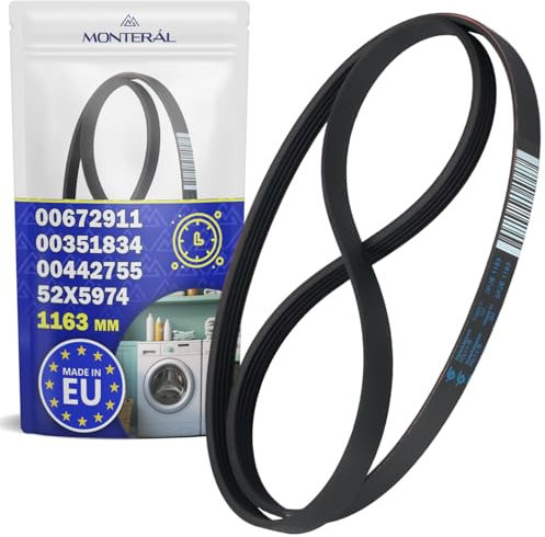 Courroie Machine a Laver Poly V 1163 mm J5 Code Original 672911 00672911 00351834 00442755 pour Bosch pour Balay pour Siemens 52X5974 pour Brandt pour Fagor - MADE IN EU - MONTERAL