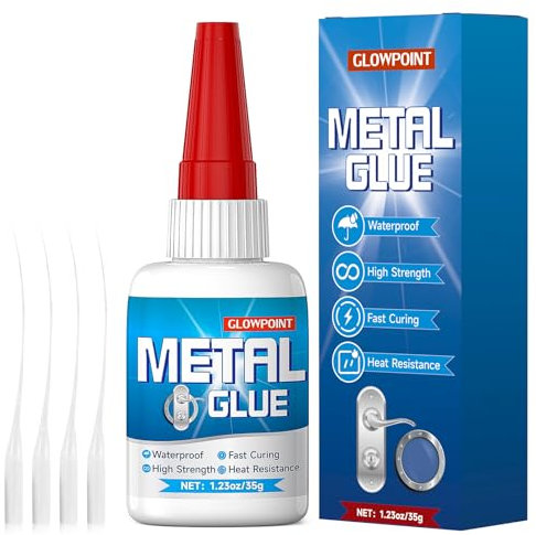 GLOWPOINT Metal Glue, 35g UltraStrong Adhesive for Stainless Steel, Aluminum, Iron, and More, Waterproof, Fast-Drying Repair Glue for Metal Crafts, Automotive, and DIY Projects