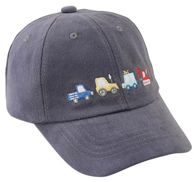 Baseball Cap für Kinder | Trecker & Bagger Cartoon Druck | Verstellbare Kappe mit UV-Schutz | Sport- und Reise Sonnenhut für Jungen & Mädchen