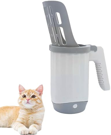 Paletta Per Lettiera Gatto, 2 in 1 Paletta Per Lettiera Gatto Con Contenitore, Manico Lungo Portatile, Con Sacchetto di Immondizia di Grande Capacità, Per i Gatti