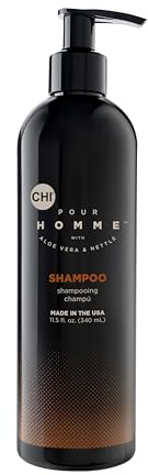 CHI Pour Homme Moisturizing Daily Shampoo for Men, Sulfate-Free Hair Cleanser with Aloe Vera & Nettle, Hydrates & Fortifies for Thicker, Healthier Hair, Fresh Woody Scent, 11.5 oz