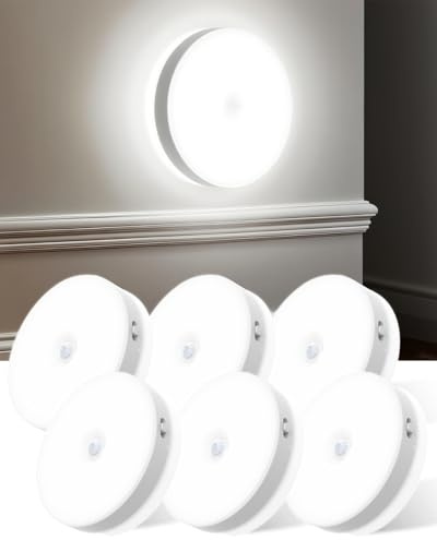 KALAHOL Motion Sensor Lights Indoor, Double-Sided LED Stair Lights, Rechargeable Type-C, Cupboard Light with Dual Modes, 6 Pack Night Lights for Kitchen Stair Closet Under Cabinet