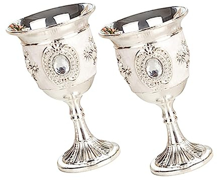 DINHEAROM Calice in Lega Alimentare Da Vino D'epoca, Tazza Ornamenti Vintage, Bicchieri Da Vino Robusti Per Bevande Calde e Fredde, Set 2 Pezzi, Adatti Per Casa e Feste