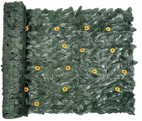 Artificial Vines, Artificial Ivy Privacy Fence, Decorative Screening for Balcony and Terrace, Artificial Hedge Roll for Outdoor Garden Backyard Rest Areas(50x300cm/1.64x9.84ft)
