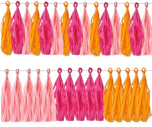 Fransengirlande 30 Stück - Bunte Partydekoration für Geburtstag, Hochzeit & Baby Shower - Einfach Aufzuhängende Girlanden mit 30 Fransen in 3 Farben, Festliche Raumdekoration