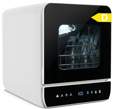 YOURLITE Mini Lave-Vaisselle de table, Capable de Contenir 3 Sets, 7 Programmes de lavage avec Contrôle Tactile, Réservoir 4.8L ou Branchement Robinet - Sans Installation, Séchage à l'air chaud noir