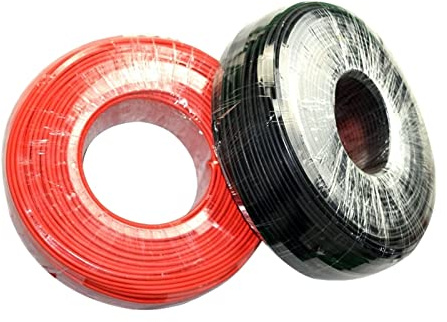 WKWPYCYUH 10m 30 Pieds X 10AWG 12AWG 14AWG 2AWG 2. 5mm2 4mm2 6mm2 PVC Câbles solaires électriques isolés Câbles Panneau Solaire Connectez-Vous Solaire Pv Câble Fils et câbles(6mm2)