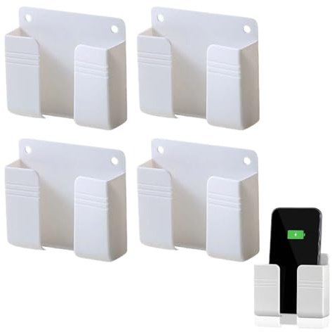 GNALIA 4 Soportes Móviles Pared Blancos, Adhesivos Autoadhesivos Para Teléfono, Carga Y Organización En Hogar/Oficina, Tamaño Estándar