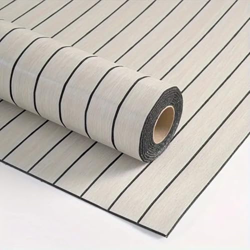 ACESOME 3D Wandpaneele Selbstklebend Tapete Holzoptik, 3m x 40cm Tapeten Wohnzimmer, Peel and Stick Wallpaper aus PVC für Wohnzimmer, Küche, Schlafzimmer (Beige)