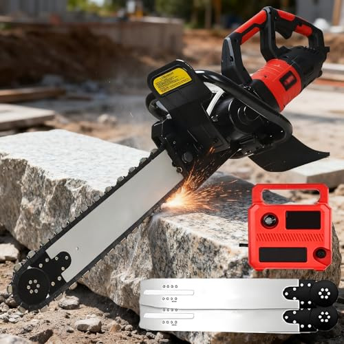 pedenencelia Upgrade Electric Concrete Saw, 9500w/9800w Concrete Chainsaw, with 2 Diamond Chains and 2 Guide Plates, 13.8/18.9in Cutting Depth, 6300rpm, for Granite&Reinforced Concrete 9500W