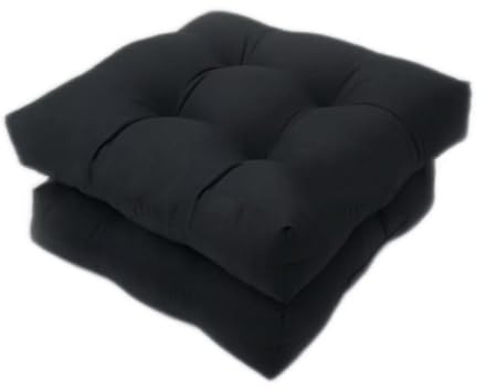 FUBESK Lot de 2 coussins de chaise d'extérieur touffetés imperméables en polyester avec rembourrage élastique pour meubles de patio - 48 x 48 x 12 cm