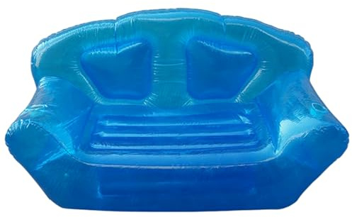 Wilafury Sofá Inflable Transparente, sofá de Aire Impermeable para 2 Personas, Muebles de Piso portátiles, Dormitorio, Viajes de Campamento, Salas de Juegos, Azul