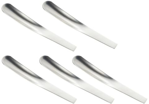 RUNROTOO Cuillères Mini Prise Confortable Antidérapante Argenté Lot de 5 en Acier Inoxydable Cuillères à Café Plates Polyvalentes pour Maison et Café