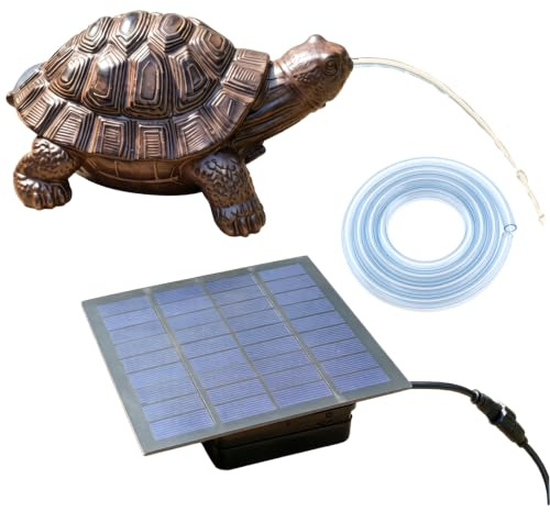 Wilafury Cracheur d'étang Solaire, Fontaine de Tortue en résine avec Pompe à Eau à énergie Solaire, aérateur d'eau pour Petit étang, Bain 'Oiseaux et décoration de Jardin