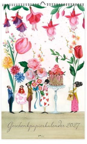 Geschenkpapierkalender 2027 – Wandkalender mit 12 abtrennbaren Bögen: Blumen