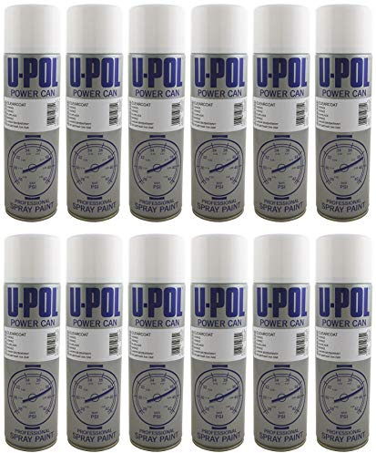 UPOL U-Pol 12 x Power Can CLEAR LACQUER Paint 500ml Aerosol Powercan Clearcoat Clear Lacquer 12 x 500ml Aerosol Cans