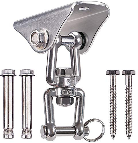 BeneLabel Schaukel Deckenhaken Schwerlast, Hängematte Befestigung Edelstahl 360 Drehbar Hängesessel Aufhängung mit Sicherheitsschnalle Schraube für Holzbalken/Betondecken Boxsack Deckenhalterung,726kg