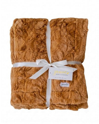 GRACED SOFT LUXURIES Throw Blanket Oversized Softest Warm Elegant Cozy Decorative Thick Faux Fur for Couch, Sofa, Bed, Living Room, Home (XL 60 x 80, Camel)