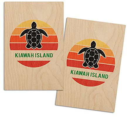 Kiawah Island, South Carolina, Sun, Color Blocking (4x6 Birch Wood Postcards, 2-Pack Stationary, Rustic Home Wall Decor)