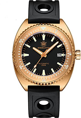 SteelDive 1973S BGW9 leuchtende mechanische Bronze-Uhren NH35 Saphirglas automatische Taucheruhr, Farbe 1, modern, Farbe 1, Modern