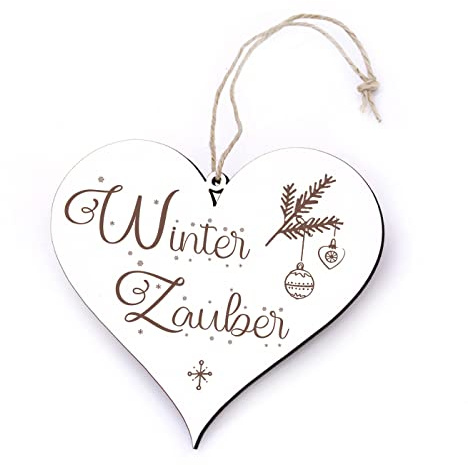 Schild Herz Winter Zauber - Türschild mit winterlichen Motiven 13 x 12 cm