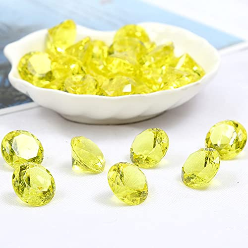 Duories 120 Stück Acryl Diamanten Dekosteine,Acryl Diamant Edelsteine Streudeko Tischdeko Acrylschmuck für Hochzeit Geburtstag Weihnachten Party Vasenfüller Piratenparty Schatzsuche Dekoration,Gelb