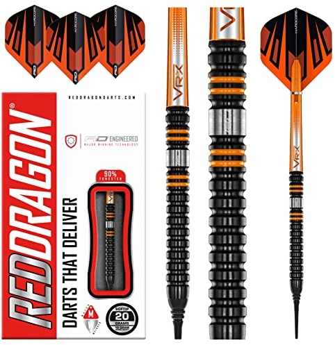 RED DRAGON Amberjack Pro 1 18 Gramm Softip Premium-Wolfram-Darts-Set mit Flights und Stielen