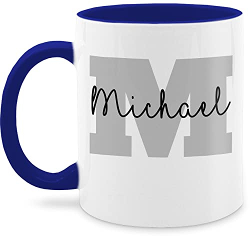 Tasse Tassen 325ml - Anfangsbuchstabe - Anfangsbuchstaben Name I Persönliches Geschenk Personalisiert mit Namen bedrucken I Initialen I Custom Buchstabe I Wunschname - 325 ml - Dunkelblau - tee