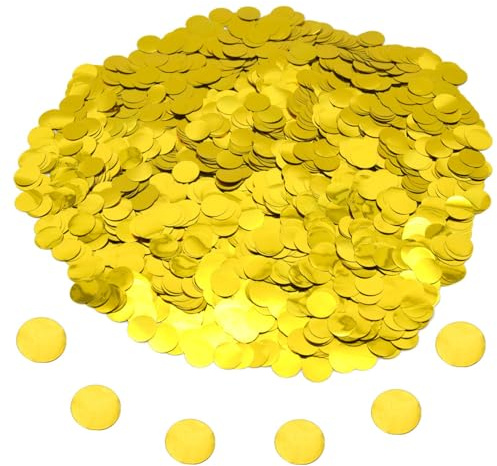 Hocansen 50g/1.76oz Runde Konfetti 15mm Tisch Papier Confetti Metallisch Folie Glitzer Konfetti Streudeko Pailletten Tischkonfetti in Hochglanz für Party Dekoration (Gold/ZX-YX)