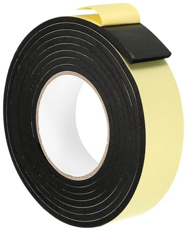 PATIKIL 3m/9,8ft Nastro in Schiuma Sigillante, 40mm di Larghezza 5mm di Spessore, Striscia Adesiva Monofacciale per Guarnizione Porte Finestre, Nero