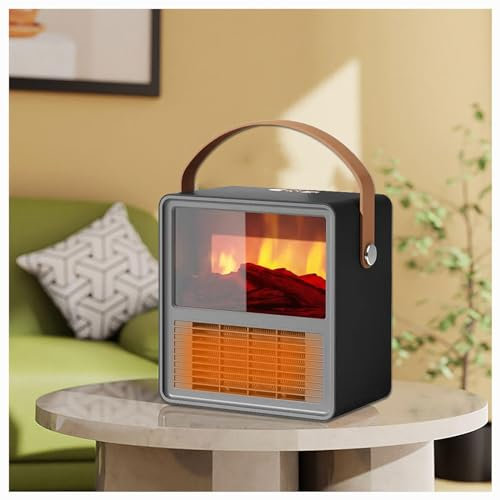 HAZARA Scaldino Elettrico, Riscaldatore da Scrivania Termostato Ceramico PTC 1500w con Termostato, Ventilatore Freddo Caldo per Casa Ufficio,Soggiorno,Camera,Grey