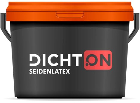 DICHTON Latexfarbe 5l weiß seidenglanz - Innenwandfarbe für Küche, Bad - Latex Wandfarbe abwaschbar - hohe Deckkraft, scheuerbeständig, lösemittelfrei, strapazierfähig - Seidenlatex D.41W