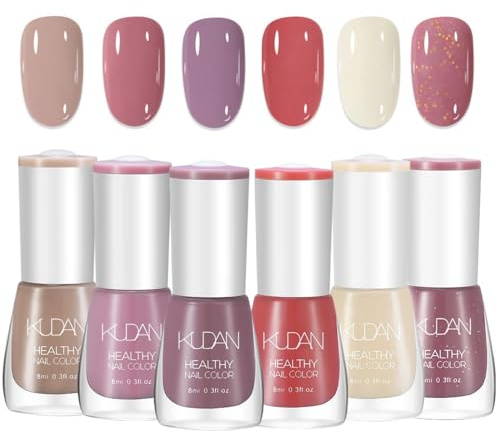 TBeautfave 6PCS Nail Polish Set Nude Nail Varnish Sets, Quick Dry & Long Lasting Pastel Nail Polish, Water Based Natural Nail Varnish Sets for Women DIY Nail Art - No Need Cure