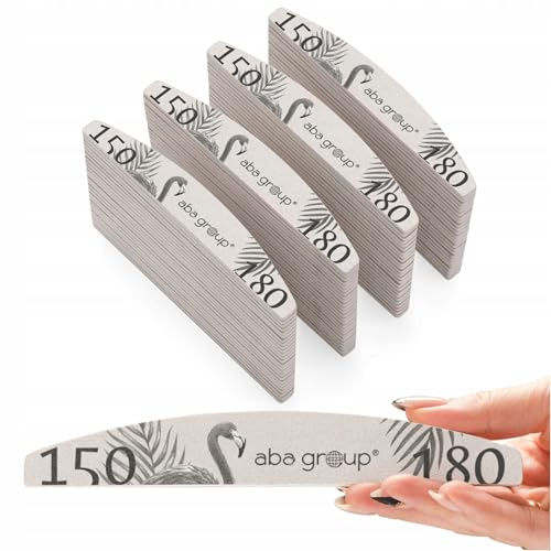 ABA GROUP Nagelfeile 150/180-100 Stück - Halbmond 4 mm Dick - Profi Tools für Gel- und Naturnägel, Feilen für Gelnägel, Doppelseitige Nagelpfeile, Nail File Set, Nagelstudio Zubehör & Zuhause
