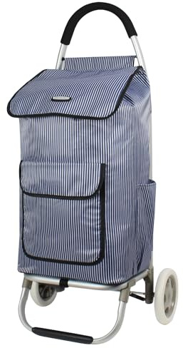 Rocklands® 54L Lightweight Shopping Trolley Cart Grocery Bag with Aluminum Frame, Noiseless Detachable Wheels, Folds Flat for Easy Storage (Blue)