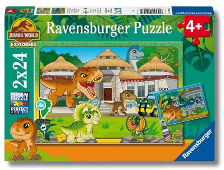 Ravensburger Puzzle Jurassic Park Leben in der Wildnis - 2x24 Teile | 2x24 Teile Jurassic Park Puzzle, Kinderpuzzle ab 4 Jahre, Ravensburger Qualität