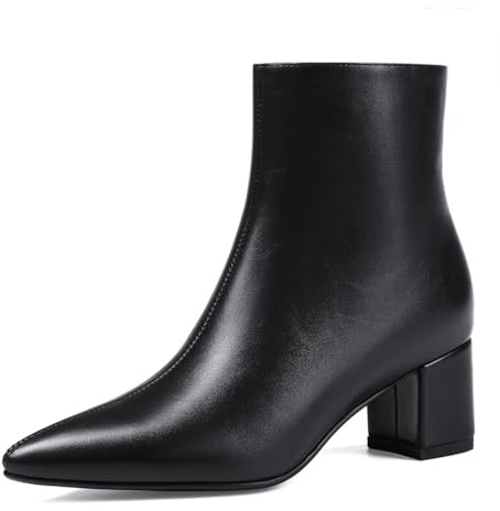 Abbleet Women's Ankle Boots Pointed Toe Chunky Block Heel Short Boots for Women Low Heeled Booties（Black,8）