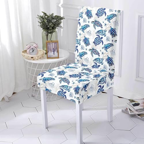 Stuhlhussen Blau Stuhlüberzug Weich Spandex Stuhlhussen Schwingstühle Stuhlbezug Waschbar Stuhl überzug Abnehmbare Stuhlbezüge mit Gummiband Hussen für Stühle Stuhlhussen 8er Set